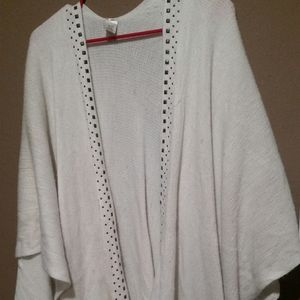 White studded sweater shawl